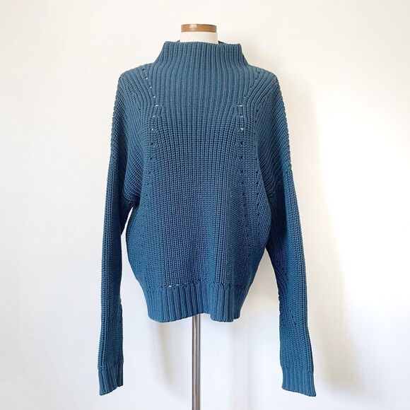 Grey by Jason Wu Blue mock neck pullover wool sweater heavy weight Large - Picture 2 of 8